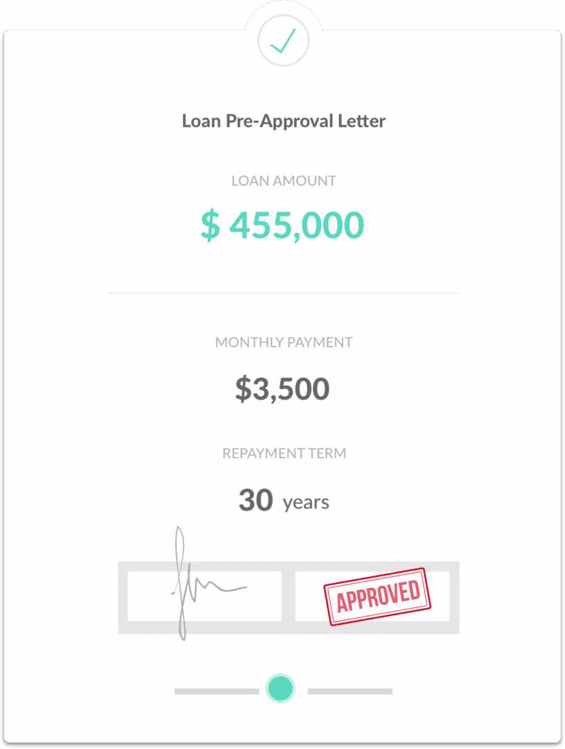Loan pre-approval letter with approval stamp.